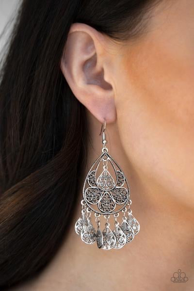 Paparazzi Teardrop Tempo - Silver Earrings
