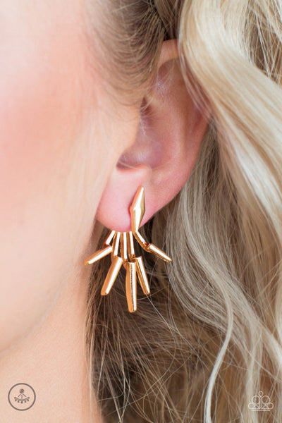 Paparazzi Extra Electric - Gold Post Earrings