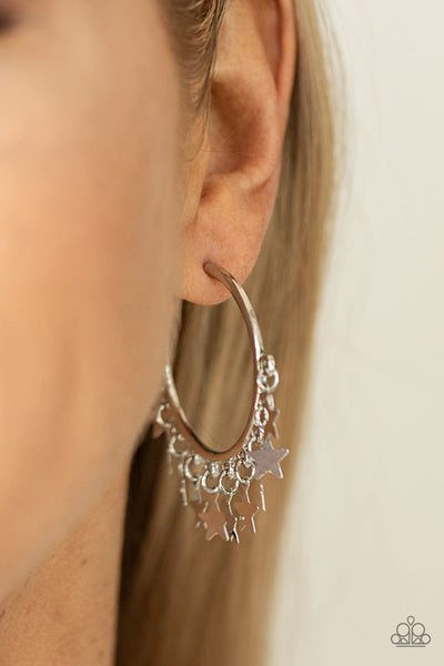 Paparazzi Happy Independence Day - Silver Hoop Earrings