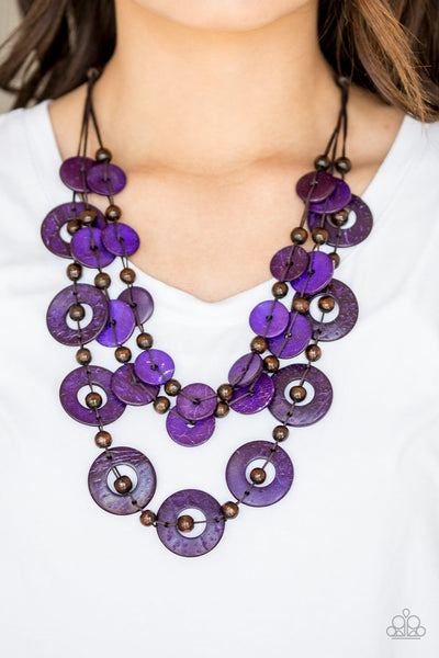 Paparazzi Catalina Coastin - Purple Wood Necklace