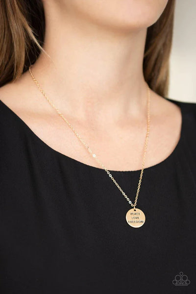 Paparazzi Freedom Isn't Free - Gold Necklace