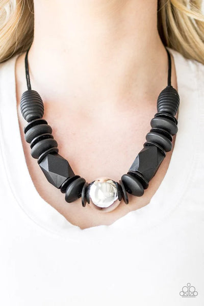 Paparazzi Grand Turks Getaway - Black Wood Necklace