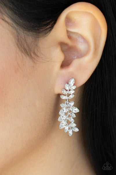 Paparazzi Frond Fairytale - White Post Earrings