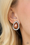 Paparazzi Old Hollywood Opulence - Brown Clip-On Earrings