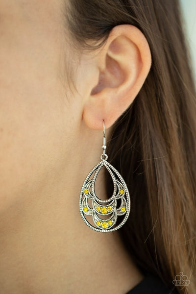 Paparazzi Malibu Macrame - Yellow Earrings