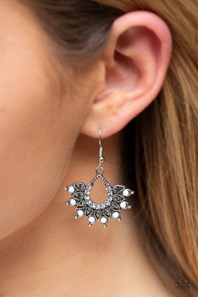 Paparazzi Gypsy Glitz - White Earrings