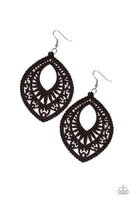 Paparazzi Coachella Gardens - Brown Wood Earrings