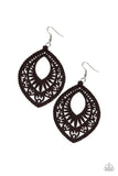 Paparazzi Coachella Gardens - Brown Wood Earrings
