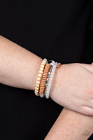 Paparazzi Free-Spirited Spiral - White Bracelet