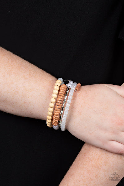 Paparazzi Free-Spirited Spiral - White Bracelet