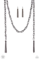 Paparazzi SCARFed for Attention - Black/Gunmetal Necklace