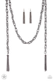 Paparazzi SCARFed for Attention - Black/Gunmetal Necklace