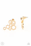 Paparazzi Six-Sided Shimmer - Gold Post Earrings