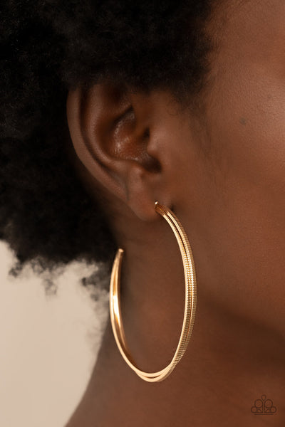 Paparazzi Monochromatic Curves - Gold Hoop Earrings