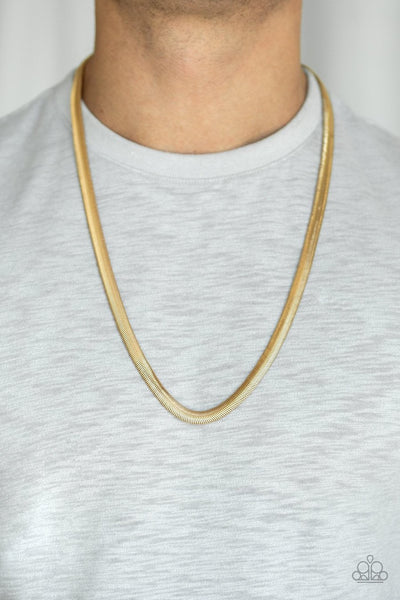 Paparazzi Kingpin - Gold Men's Necklace
