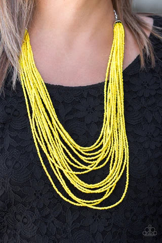 Paparazzi Peacefully Pacific - Yellow Necklace