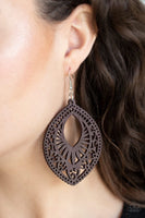 Paparazzi Coachella Gardens - Brown Wood Earrings