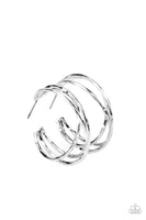 Paparazzi City Contour - Silver Hoop Earrings