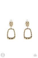 Paparazzi Playfully Primitive - Brass Clip-On Earrings