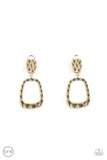 Paparazzi Playfully Primitive - Brass Clip-On Earrings