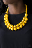 Paparazzi Caribbean Cover Girl - Yellow Wood Necklace