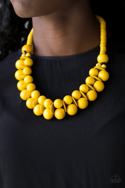 Paparazzi Caribbean Cover Girl - Yellow Wood Necklace