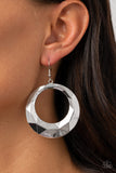 Paparazzi Fiercely Faceted - Silver Earrings