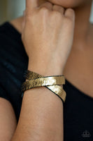 Paparazzi Under The SEQUINS -Black/Gold Wrap Bracelet