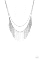 Paparazzi Fierce In Fringe - Silver Necklace