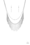 Paparazzi Fierce In Fringe - Silver Necklace