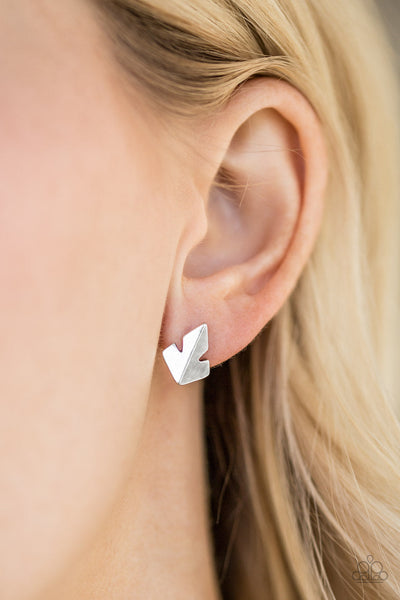 Paparazzi Fire Drill - Silver Post Earrings