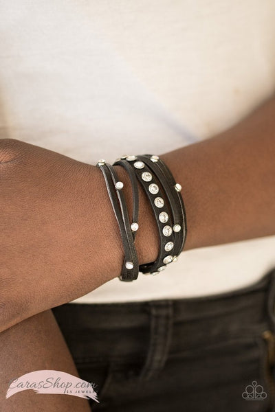 Paparazzi Catwalk It Off - Black Wrap Bracelet