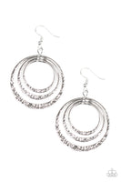 Paparazzi Metallic Ruffle - Silver Earrings
