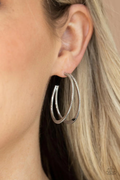 Paparazzi Rustic Curves - Silver Hoop Earrings