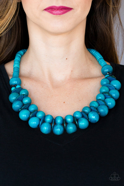 Paparazzi Caribbean Cover Girl - Blue Wood Necklace