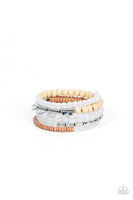 Paparazzi Free-Spirited Spiral - White Bracelet