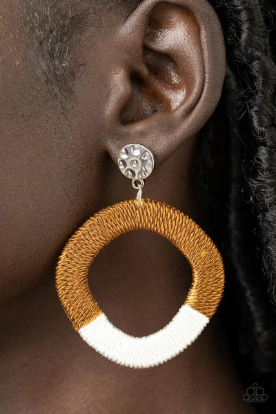 Paparazzi That's a WRAPAROUND - Brown Post Earrings