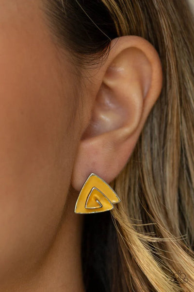 Paparazzi On Blast - Yellow Post Earrings