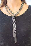 Paparazzi SCARFed for Attention - Black/Gunmetal Necklace