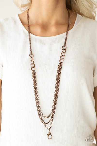 Paparazzi Mechanical Mayhem - Copper Lanyard Necklace