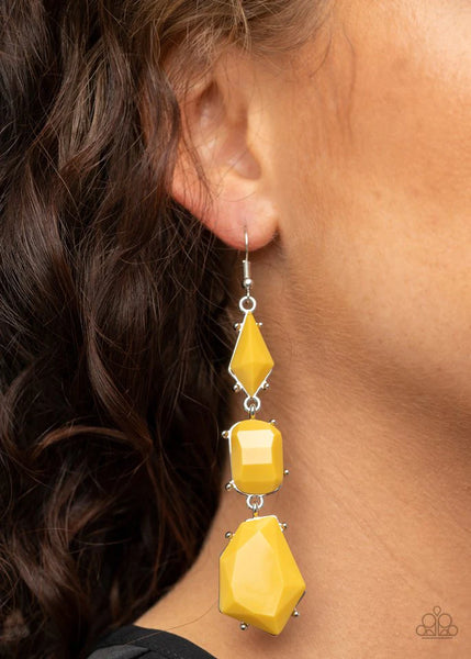 Paparazzi Geo Getaway - Yellow Earrings