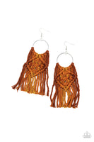 Paparazzi Macrame Rainbow - Brown Earrings