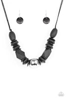 Paparazzi Grand Turks Getaway - Black Wood Necklace