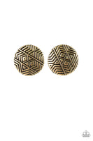 Paparazzi Bright As A Button - Brass Post Earrings