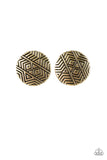 Paparazzi Bright As A Button - Brass Post Earrings