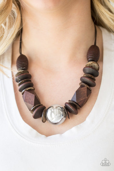 Paparazzi Grand Turks Getaway - Brown Wooden Necklace