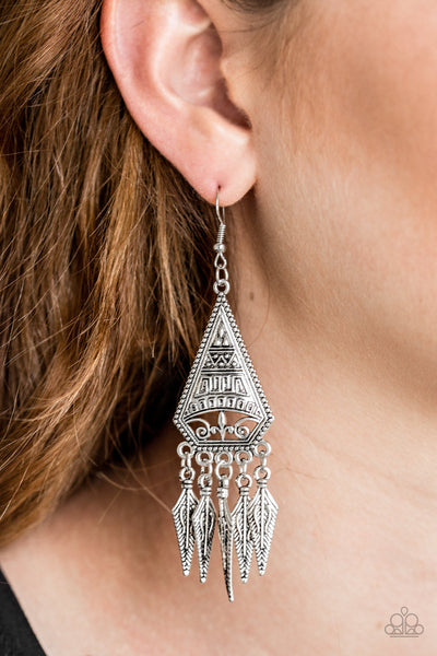 Paparazzi Me Oh MAYAN - Silver Earrings