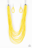 Paparazzi Peacefully Pacific - Yellow Necklace