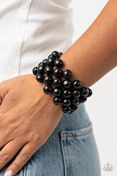 Paparazzi Tiki Tropicana - Black Wood Bracelet