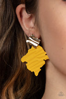 Paparazzi Crimped Couture - Yellow Post Earrings
